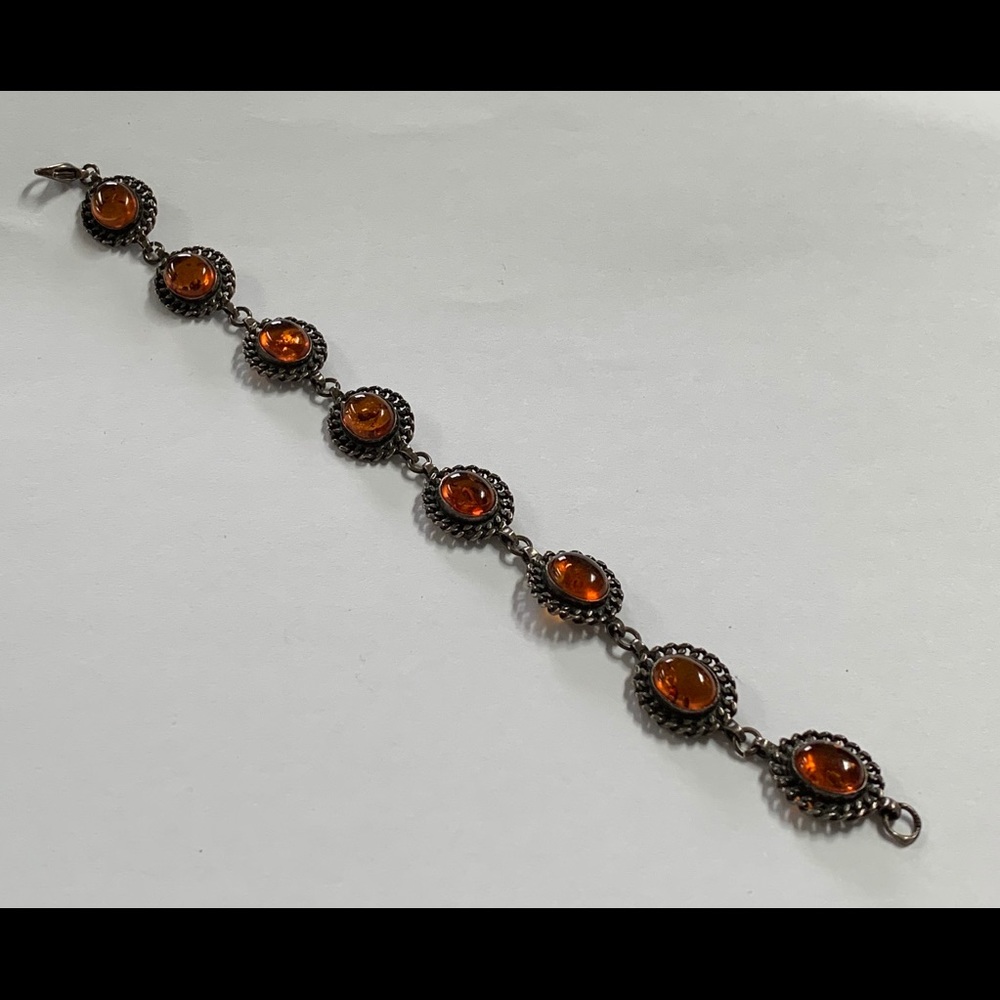 Sterling Silver Natural Baltic Amber Bracelet